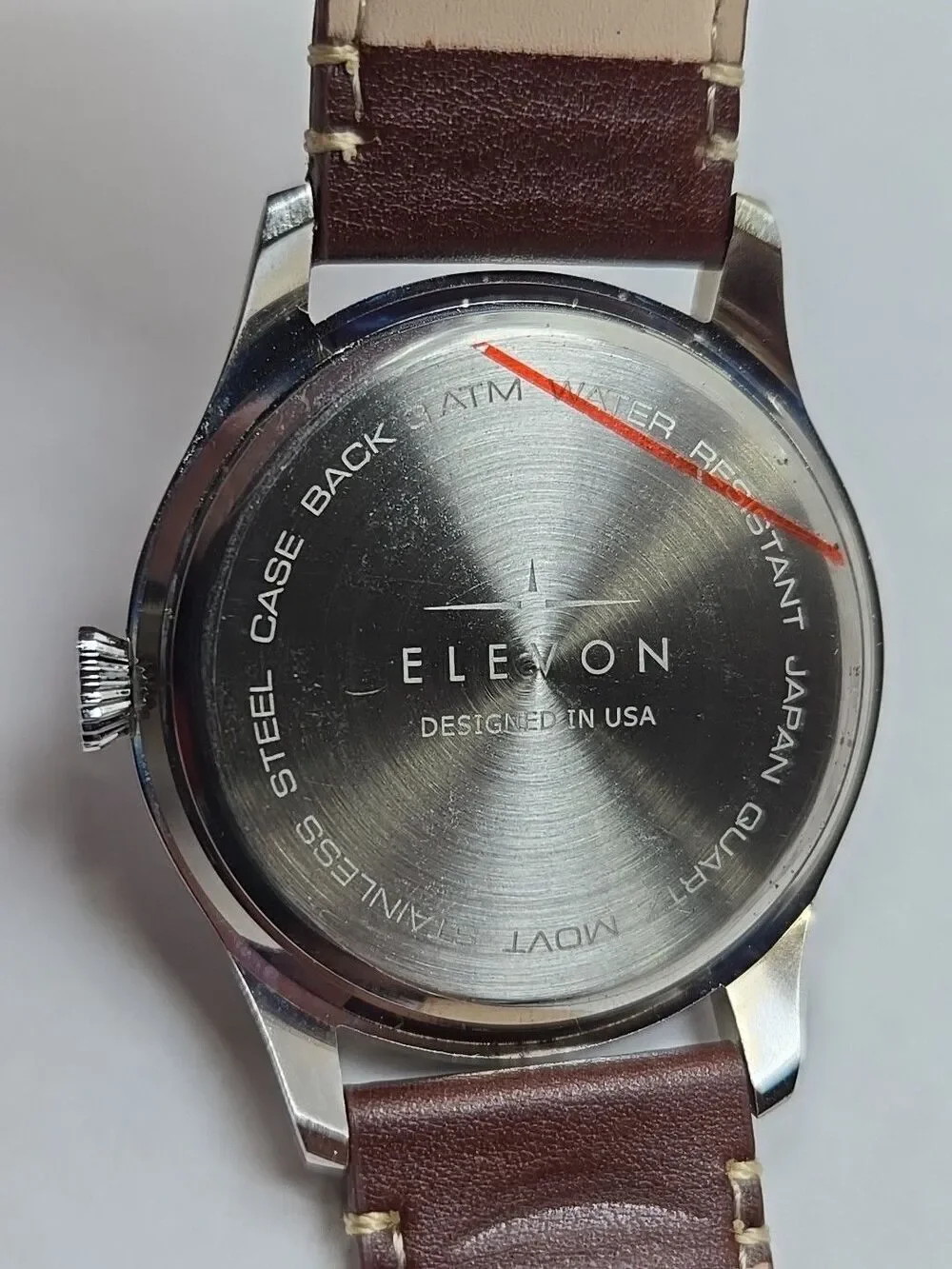 Elevon Hanson Blue Dial Pilot Watch Brown Leather Strap New Battery 42mm